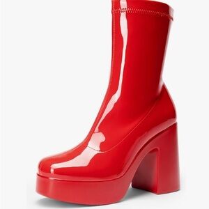 Dream Pairs Glossy Red Platform Boots